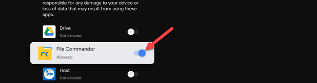 comutați comutatorul pentru File Commander