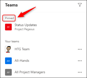  "Fixat" secțiunea barei laterale.