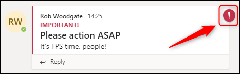 Un mesaj marcat ca "Important" într-un canal.