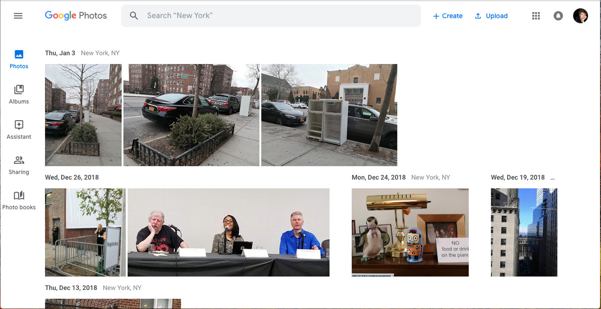 Interfața Google Foto