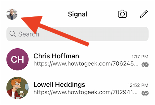 Atingeți avatarul din colțul din stânga sus