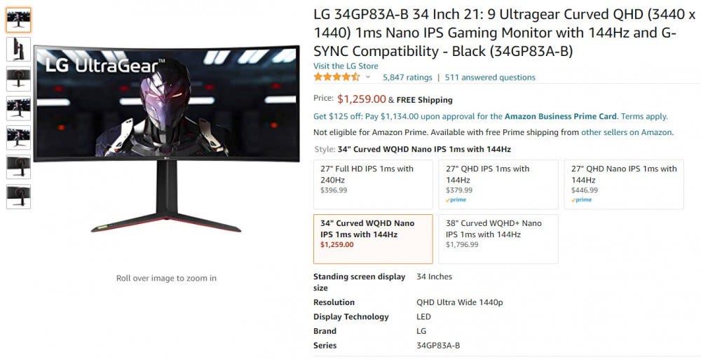 Înregistrarea monitorului Amazon LG 