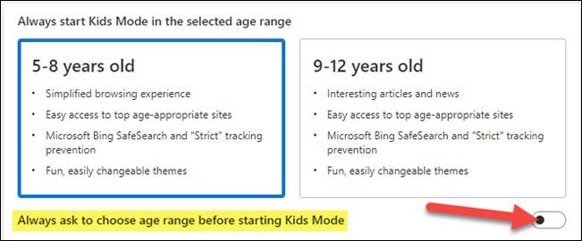 cereți întotdeauna să alegeți intervalul de vârstă