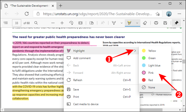Eliminați sau modificați Evidențiați culoarea textului în PDF în Microsoft-Edge