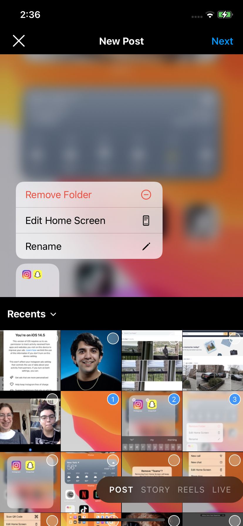 Țineți apăsată prima imagine pe care doriți să o includeți