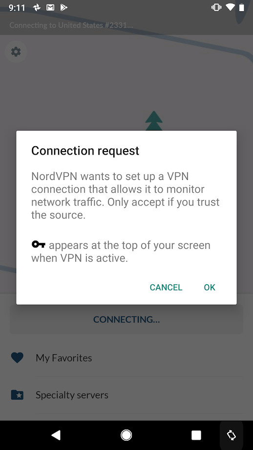 Doar apăsați „OK” și aveți un VPN.