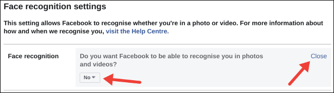Dezactivați recunoașterea feței pe Facebook