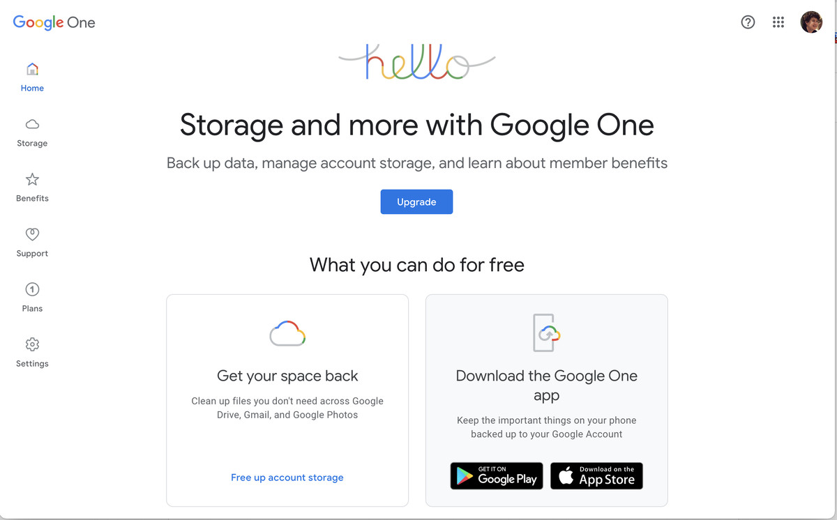 Pagina Google One include un instrument care vă ajută să eliberați spațiu de stocare.