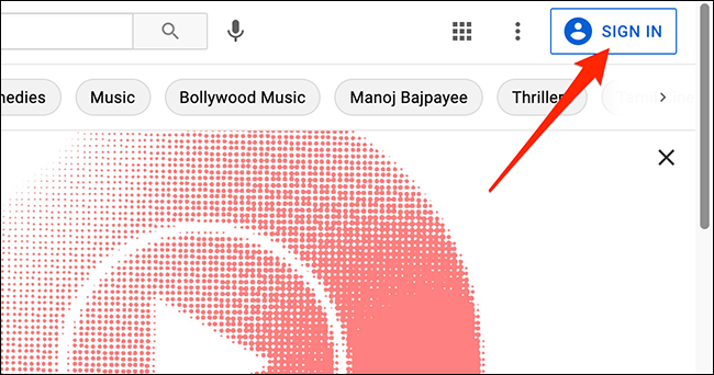 O interfață deconectată de pe YouTube.