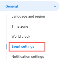 Alegeți Setări eveniment în Google Calendar