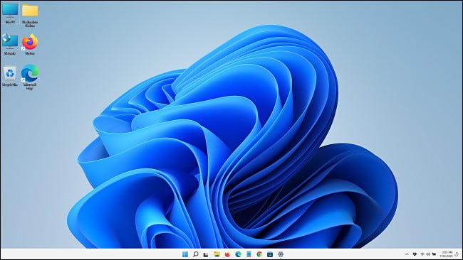 Desktopul și bara de activități Windows 11.