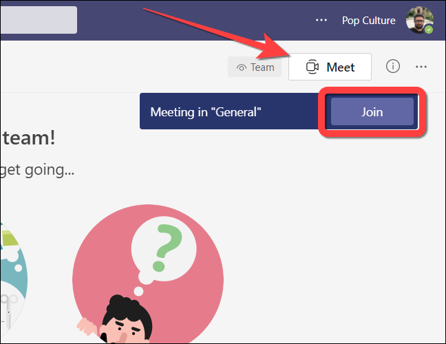 Apasă pe "Faceți cunoștință acum" pentru a crea o nouă întâlnire sau "A te alatura" pentru a vă alătura unei întâlniri existente în Microsoft Teams pentru web.
