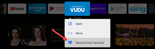 Pentru a adăuga o aplicație la acest rând, navigați până la extrema dreaptă a rândului și selectați "Adăugați aplicație la favorite."
