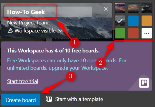 Adăugați numele și setați tema tabloului.