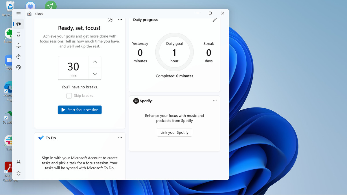 Acum, făcând parte din aplicația Clock, Focus Assist vă permite să stabiliți obiective pentru a vă menține calea.