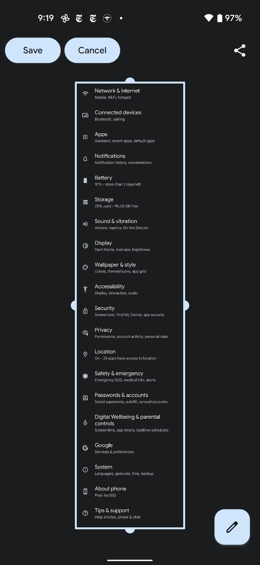 Reglați marginile pentru a cuprinde partea de pagină pe care doriți să o capturați.