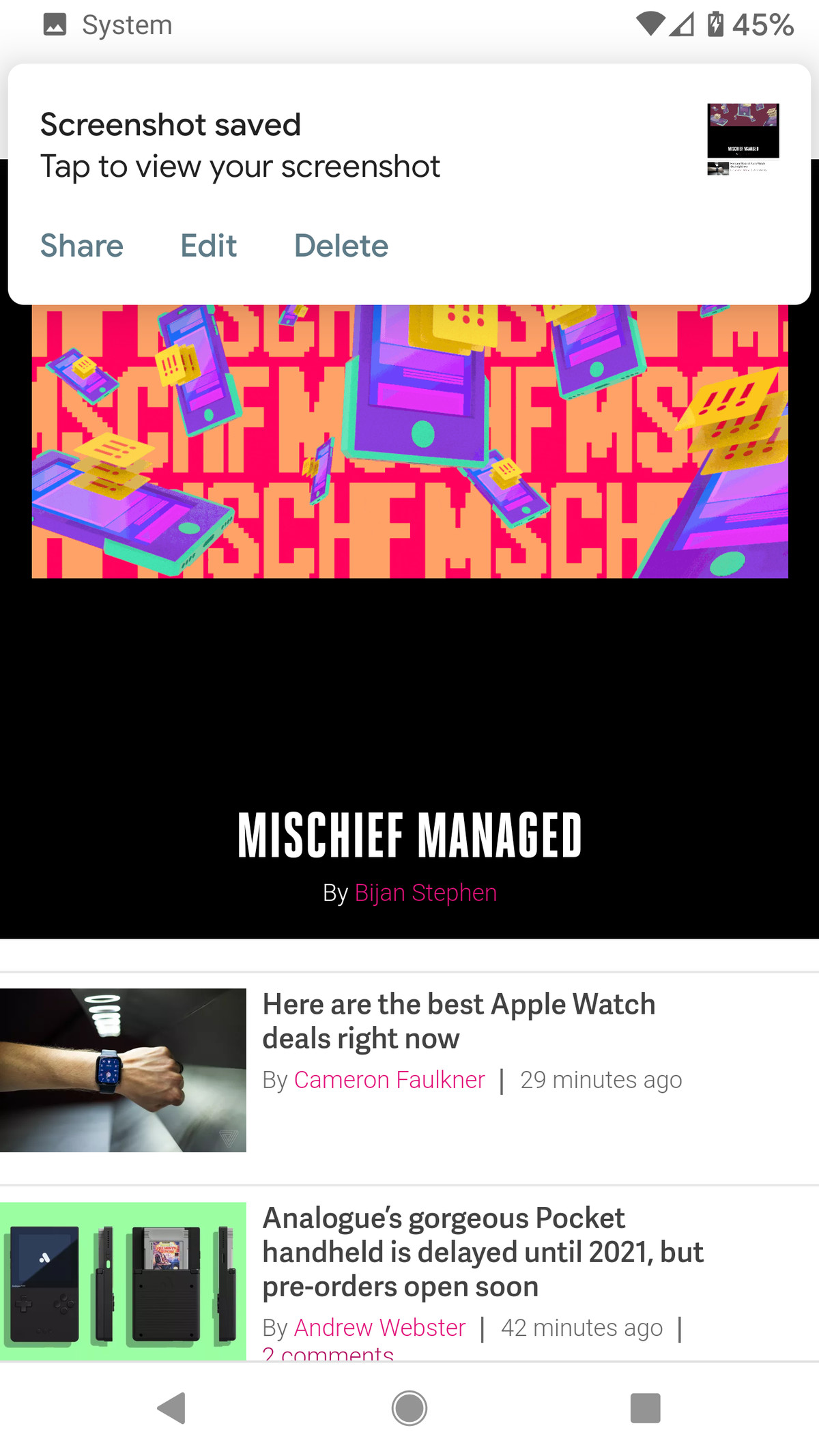 După salvarea capturii de ecran, veți avea șansa să o editați sau să o distribuiți.