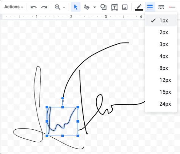 Reglați lățimea liniei pentru semnătură