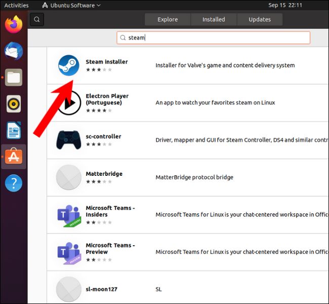 Găsiți Steam Installer în software-ul Ubuntu