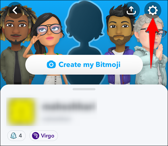 Selectează "Setări" opțiune în Snapchat.