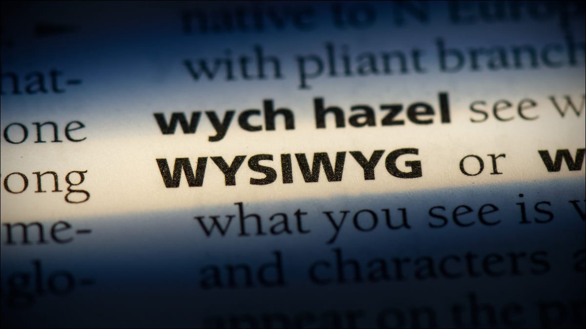 Primul plan al unei definiții a "WYSIWYG" intr-un dictionar