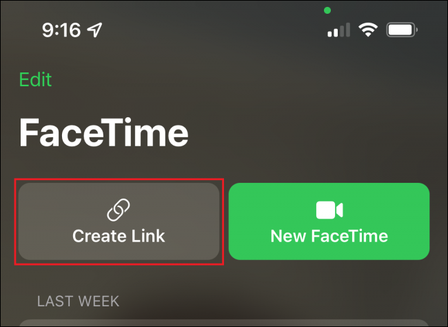 Apasă pe "Creați link" butonul din FaceTime