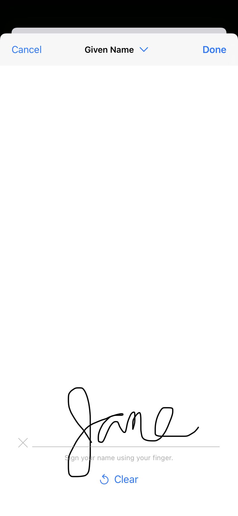 Desenează-ți semnătura; atingeți „Ștergeți” dacă nu vă place.