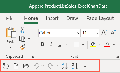 Bara de instrumente cu acces rapid în Excel