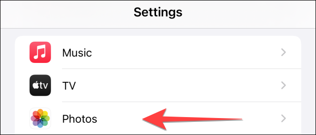 Selectați "Fotografii" secțiune.