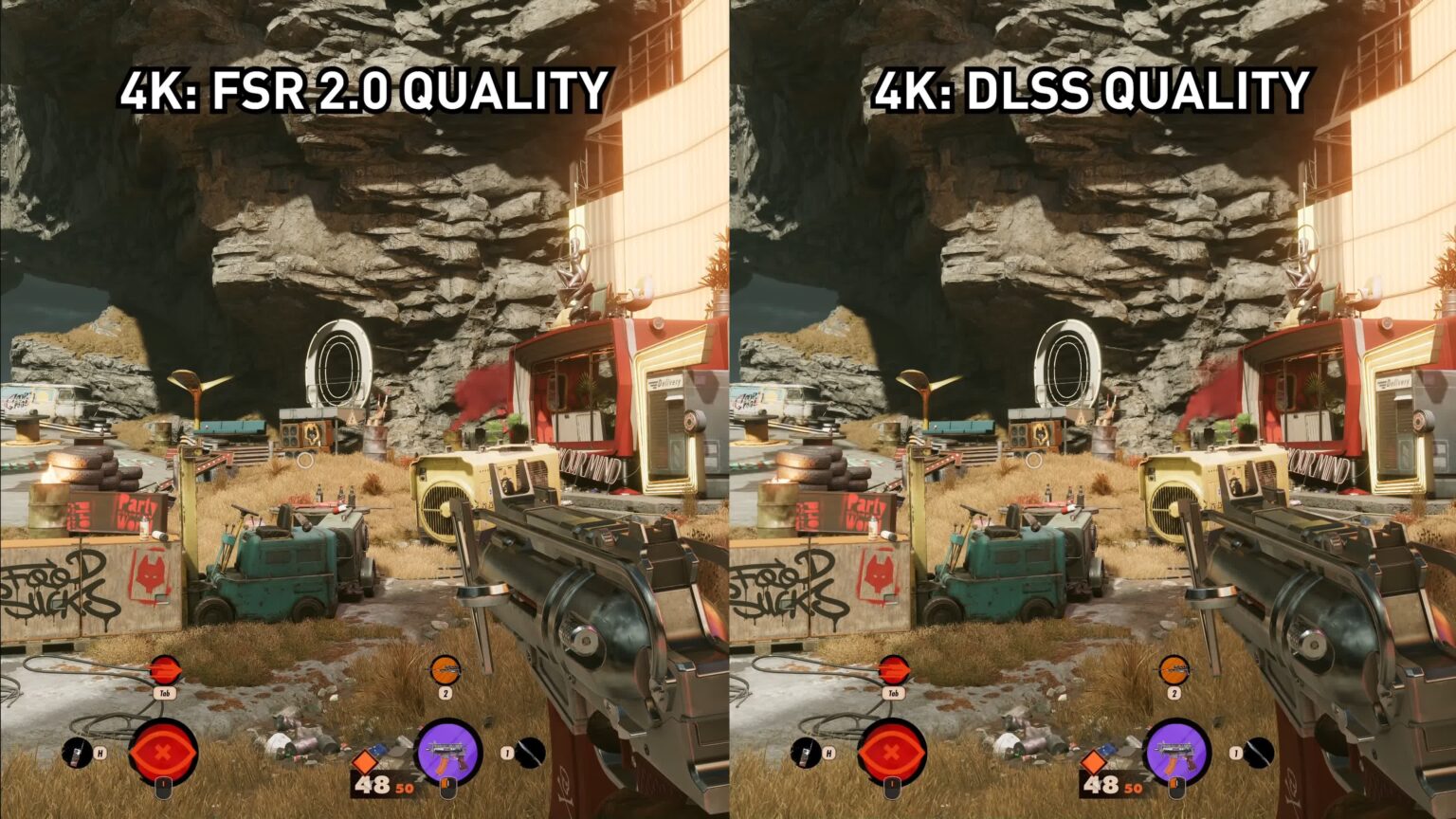 Performanta AMD FSR 20 vs DLSS in Deathloop scaled