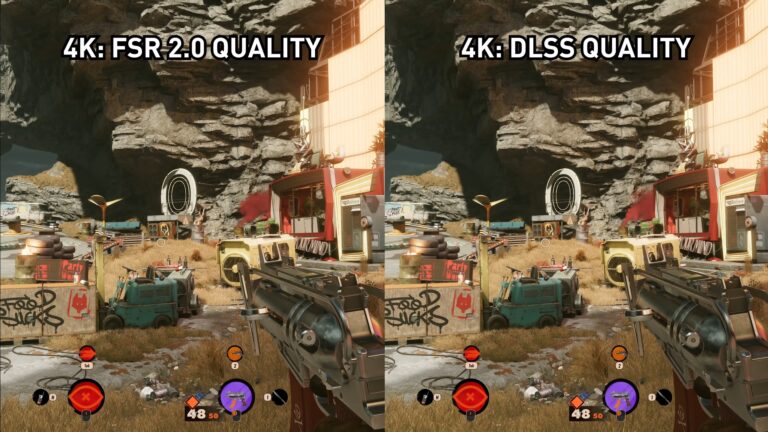 Performanta AMD FSR 20 vs DLSS in Deathloop scaled